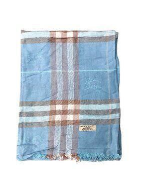 Pre-Owned Vintage Burberry Light Blue Shawl Wrap Scarf Scarves